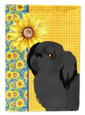 Summer Sunflowers Black Pekingese Garden Flag Mailbox Decorative Yard Banner Outside Patio Artwork for Flower Beds, Garden Size, Multicolor