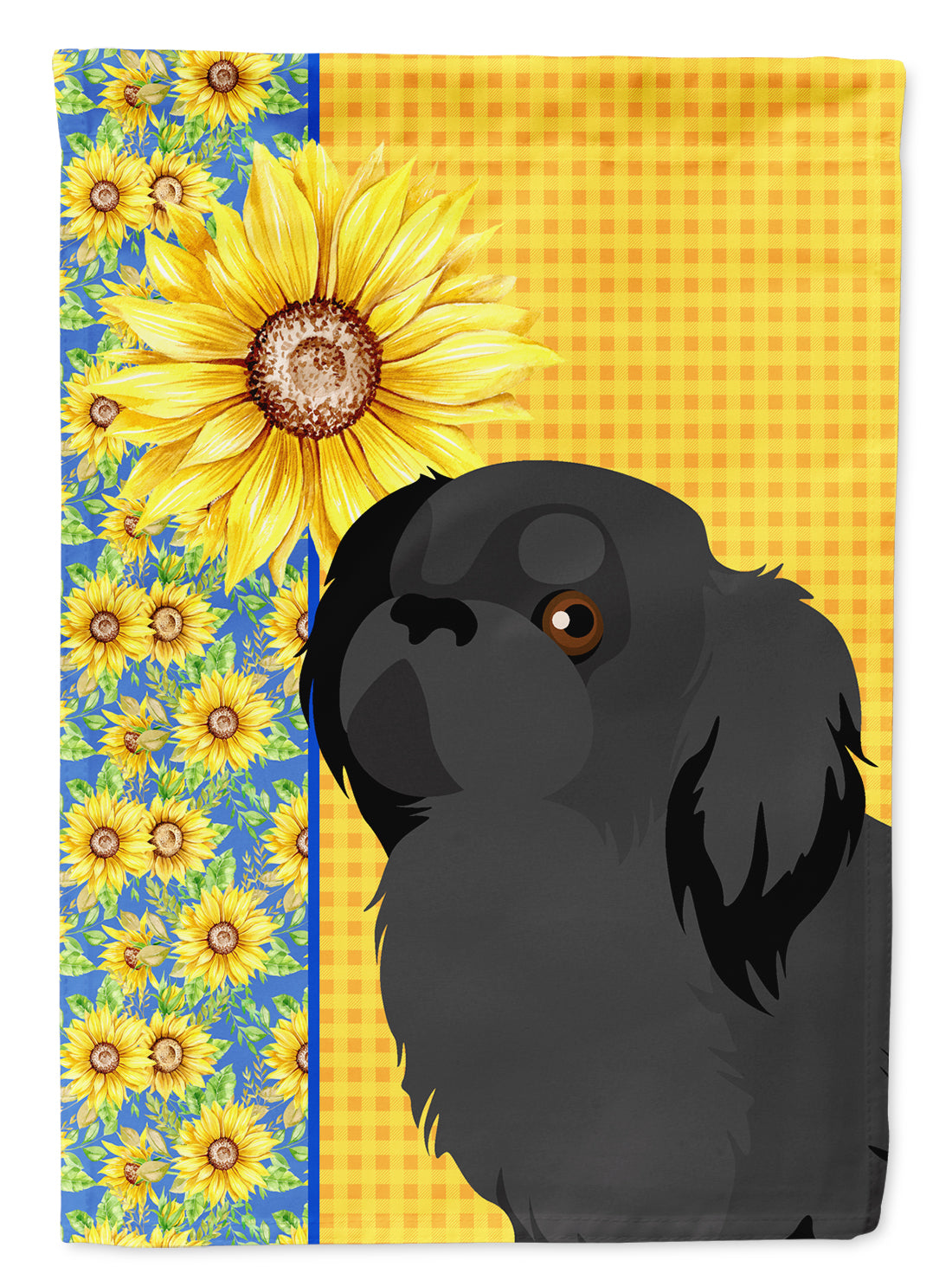 Summer Sunflowers Black Pekingese Garden Flag Mailbox Decorative Yard Banner Outside Patio Artwork for Flower Beds, Garden Size, Multicolor