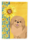 Summer Sunflowers Gold Pekingese Garden Flag Mailbox Decorative Yard Banner Outside Patio Artwork for Flower Beds, Garden Size, Multicolor