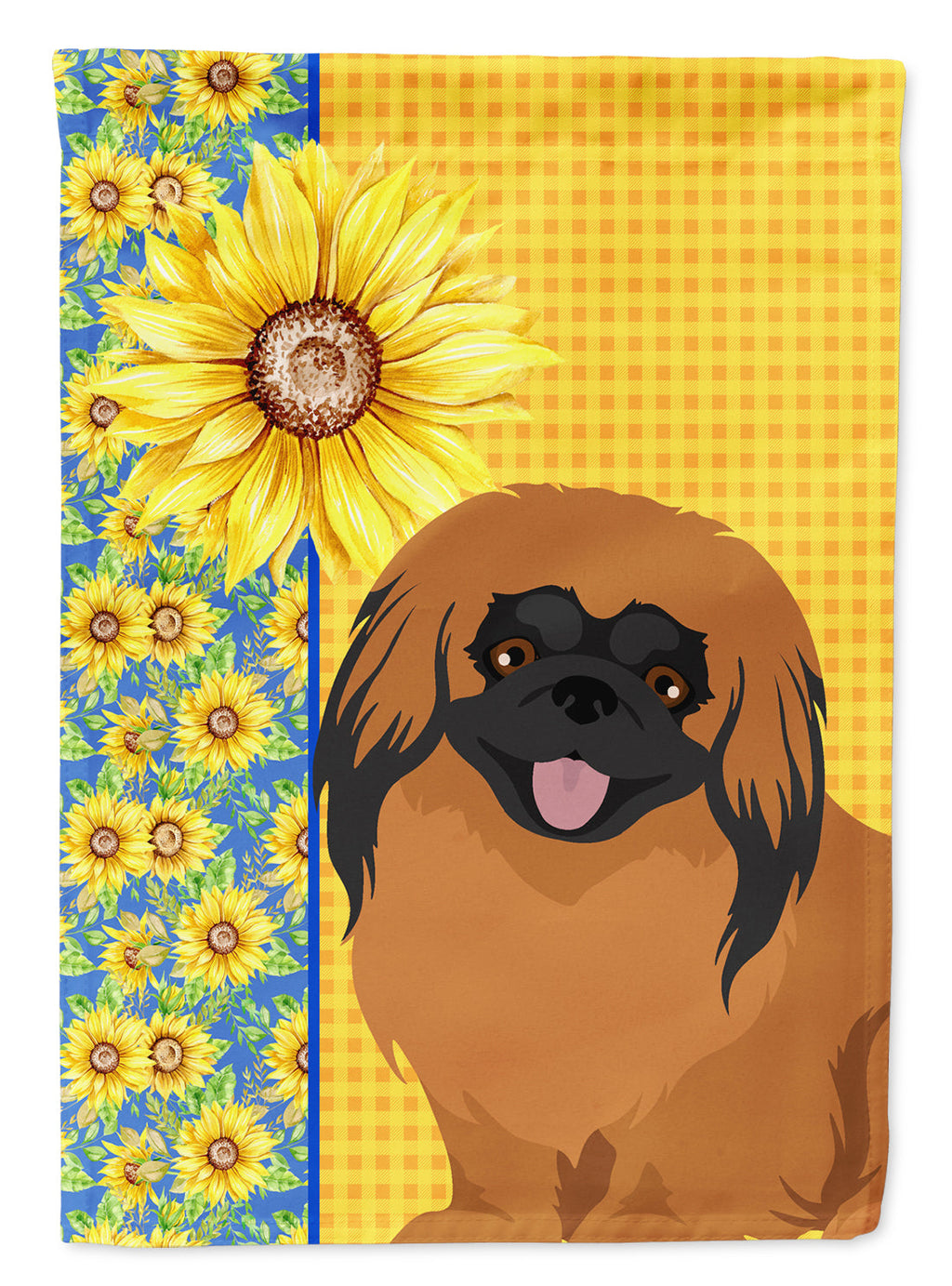 Summer Sunflowers Red Pekingese Garden Flag Mailbox Decorative Yard Banner Outside Patio Artwork for Flower Beds, Garden Size, Multicolor