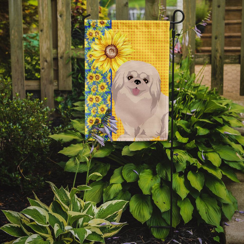 Summer Sunflowers White Pekingese Garden Flag Mailbox Decorative Yard Banner Outside Patio Artwork for Flower Beds, Garden Size, Multicolor