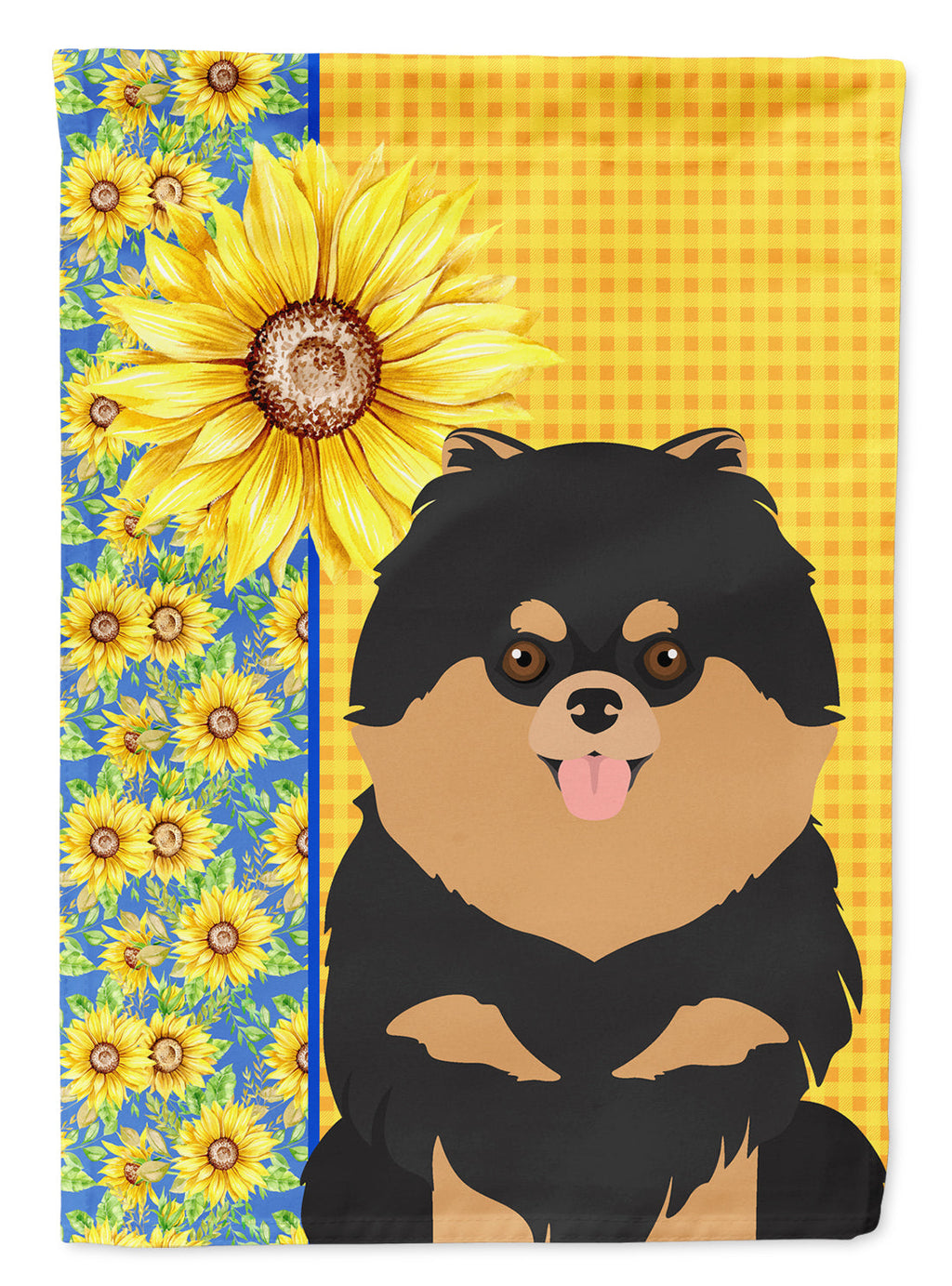 Summer Sunflowers Black and Tan Pomeranian Garden Flag Mailbox Decorative Yard Banner Outside Patio Artwork for Flower Beds, Garden Size, Multicolor
