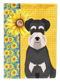 Summer Sunflowers Black and Silver Natural Ears Schnauzer Garden Flag Mailbox Decorative Yard Banner Outside Patio Artwork for Flower Beds, Garden Size, Multicolor