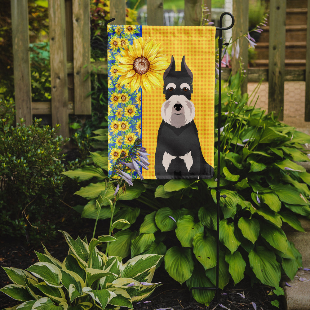 Summer Sunflowers Black and Silver Schnauzer Garden Flag Mailbox Decorative Yard Banner Outside Patio Artwork for Flower Beds, Garden Size, Multicolor