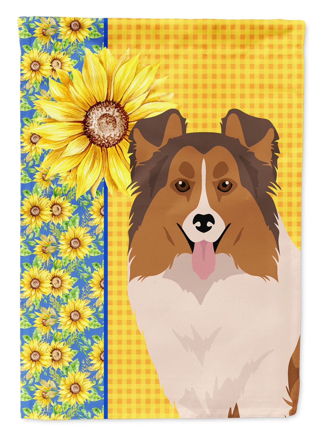 Summer Sunflowers Sable Sheltie House Flag 28x40 Porch Sleeve Pole Decorative Outside Yard Banner Artwork Wall Hanging, Polyester