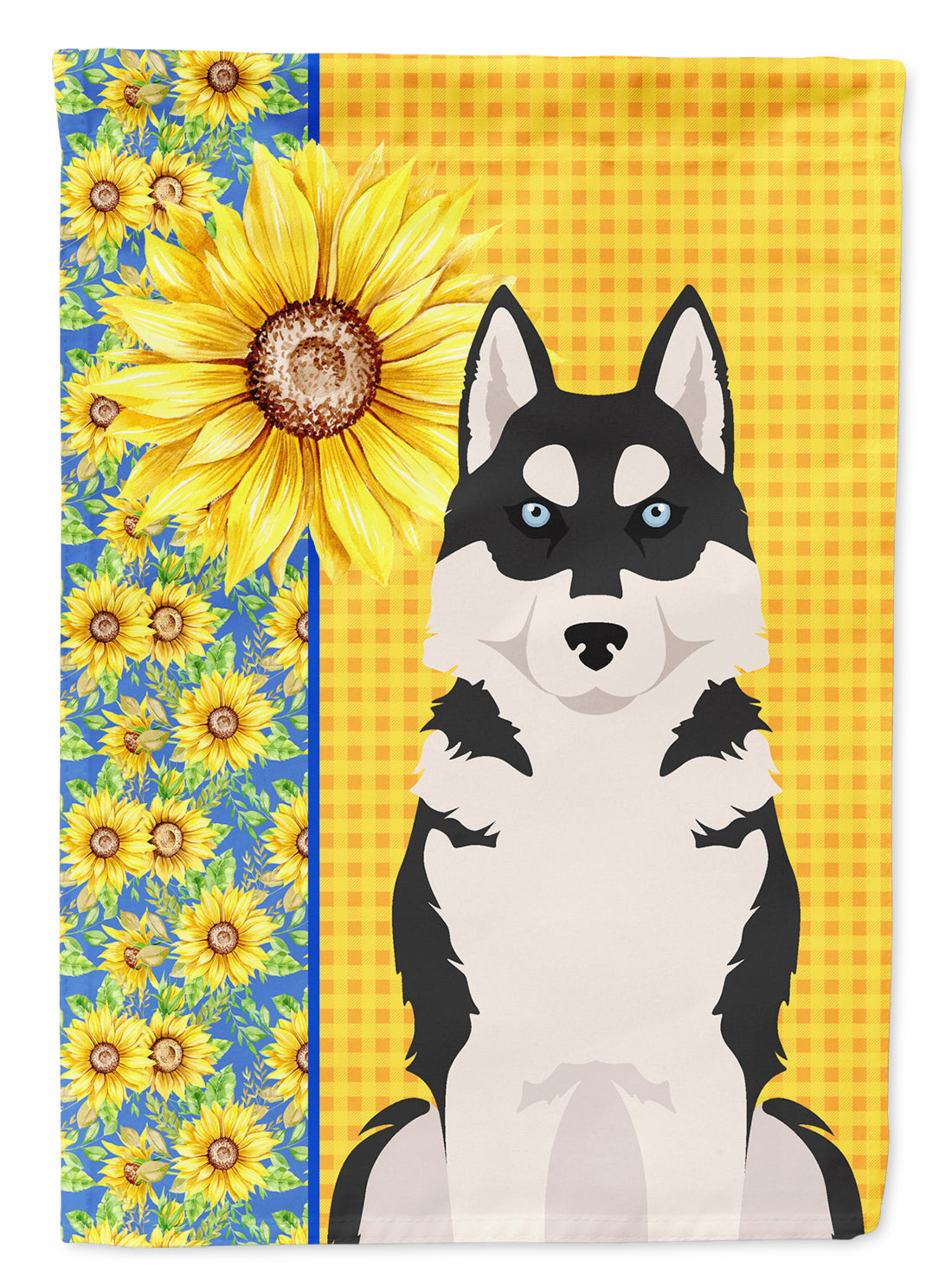 Summer Sunflowers Black Siberian Husky Garden Flag Mailbox Decorative Yard Banner Outside Patio Artwork for Flower Beds, Garden Size, Multicolor