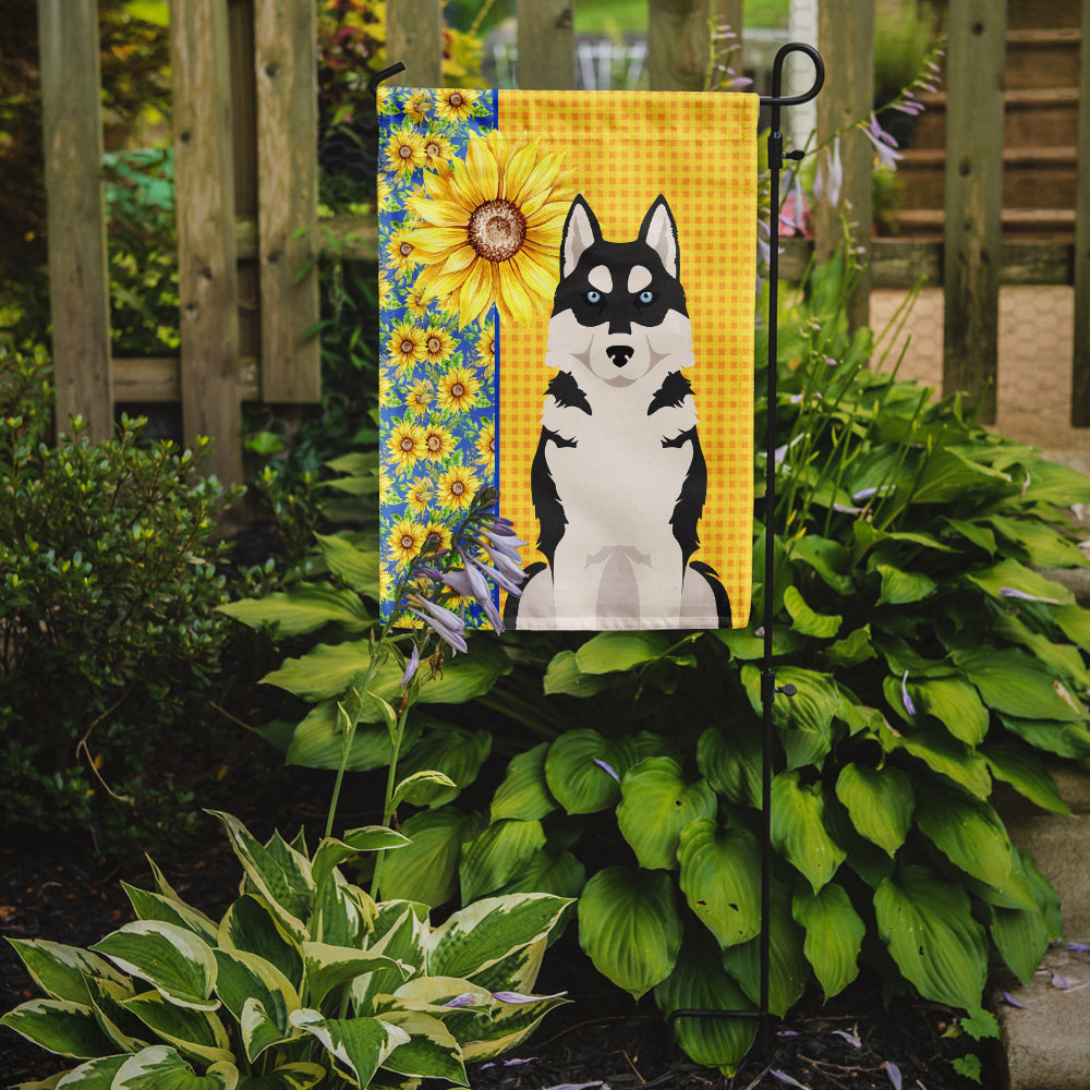 Summer Sunflowers Black Siberian Husky Garden Flag Mailbox Decorative Yard Banner Outside Patio Artwork for Flower Beds, Garden Size, Multicolor