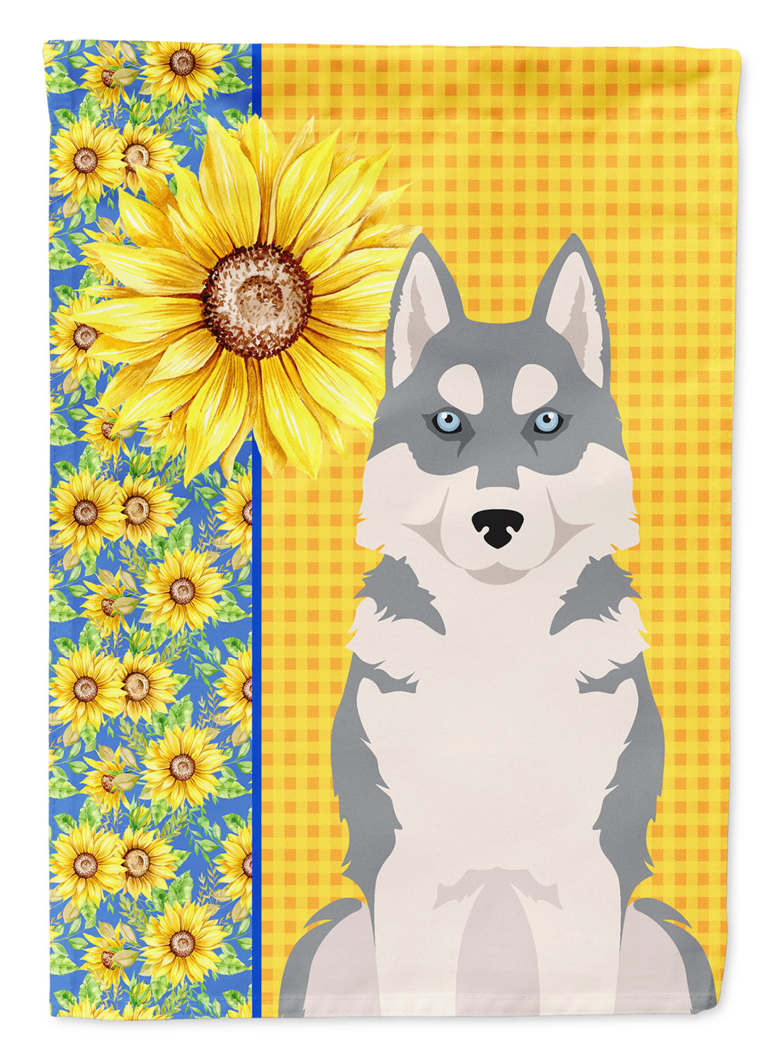 Summer Sunflowers Grey Siberian Husky Garden Flag Mailbox Decorative Yard Banner Outside Patio Artwork for Flower Beds, Garden Size, Multicolor