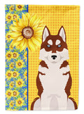 Summer Sunflowers Red Siberian Husky Garden Flag Mailbox Decorative Yard Banner Outside Patio Artwork for Flower Beds, Garden Size, Multicolor