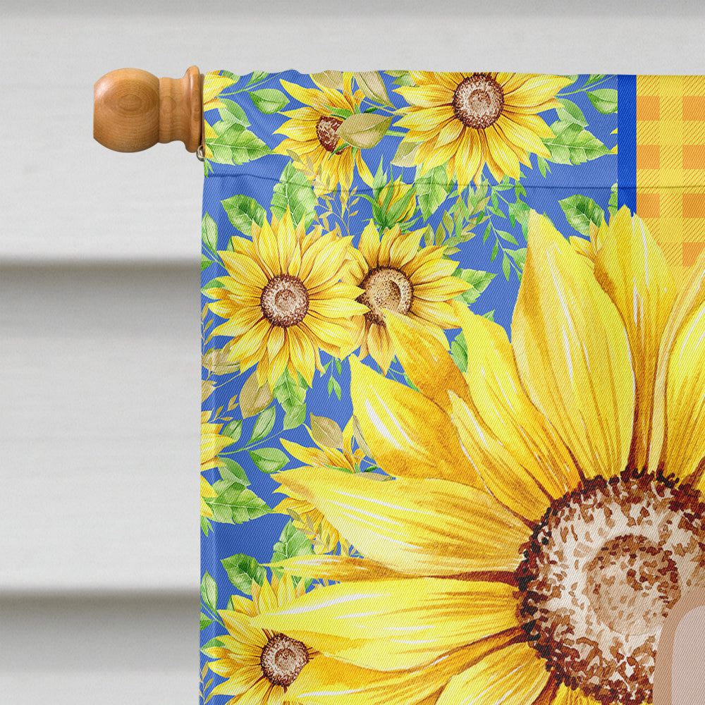 Summer Sunflowers Fawn Cardigan Corgi House Flag 28x40 Porch Sleeve Pole Decorative Outside Yard Banner Artwork Wall Hanging, Polyester