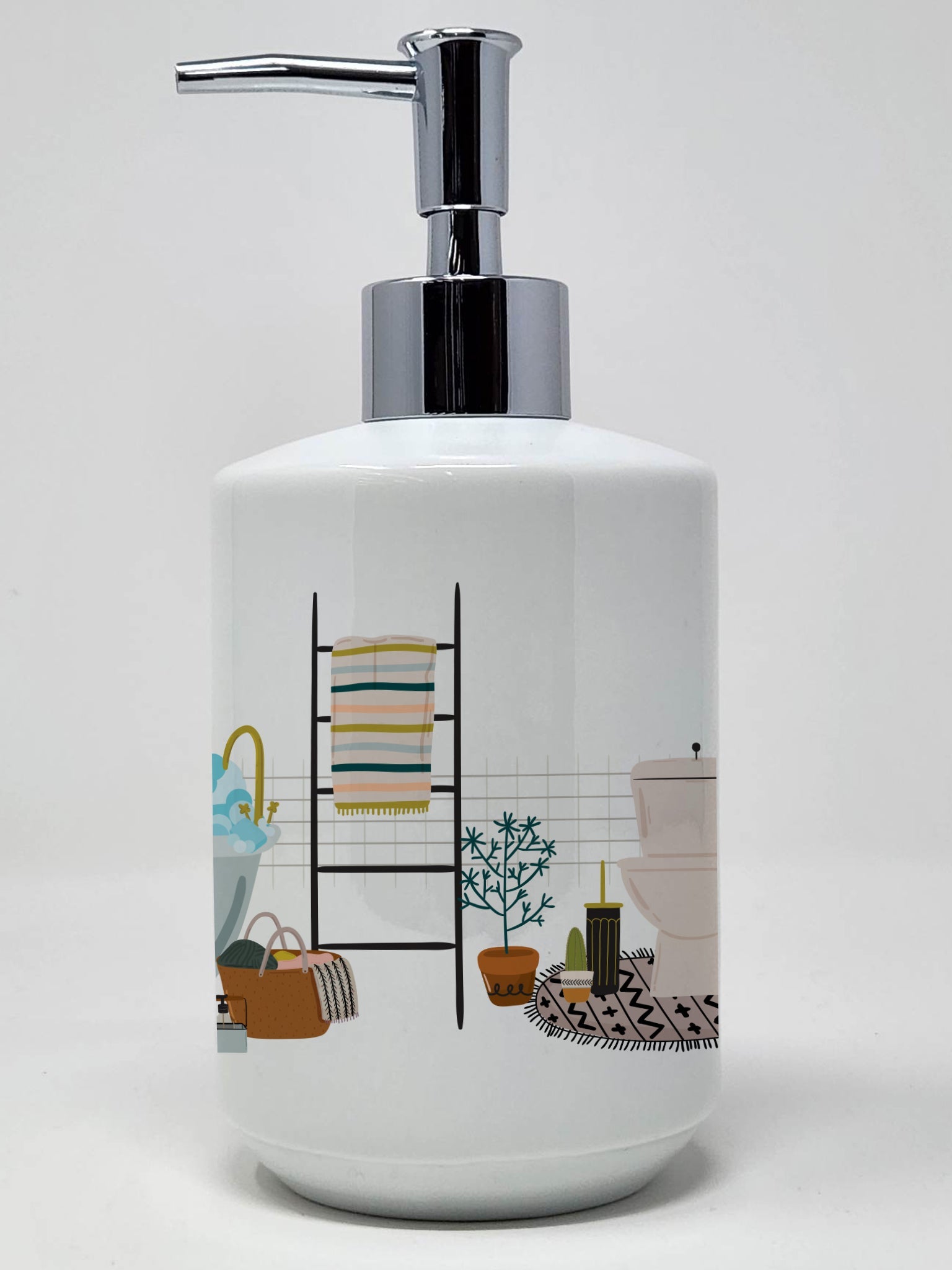 Red Boston Terrier Ceramic Soap Dispenser , Empty Refillable Hand Soap Pump Bottle for Bathroom Kitchen