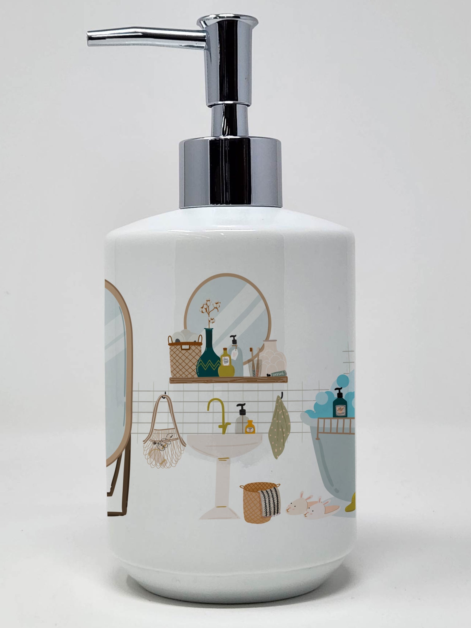 Brindle Boston Terrier Ceramic Soap Dispenser , Empty Refillable Hand Soap Pump Bottle for Bathroom Kitchen