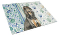 Black & Tan Afghan Hound Coastal Sea Glass Cutting Board Tempered Glass Kitchen Cutting Surface, Heat Resistant Chopping, Non-Slip Feet, Food Prep & Serving