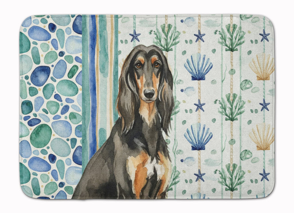Black & Tan Afghan Hound Coastal Sea Glass Memory Foam Kitchen Mat Machine Washable Anti-Fatigue Cushion Comfort Bath or Kitchen Rug