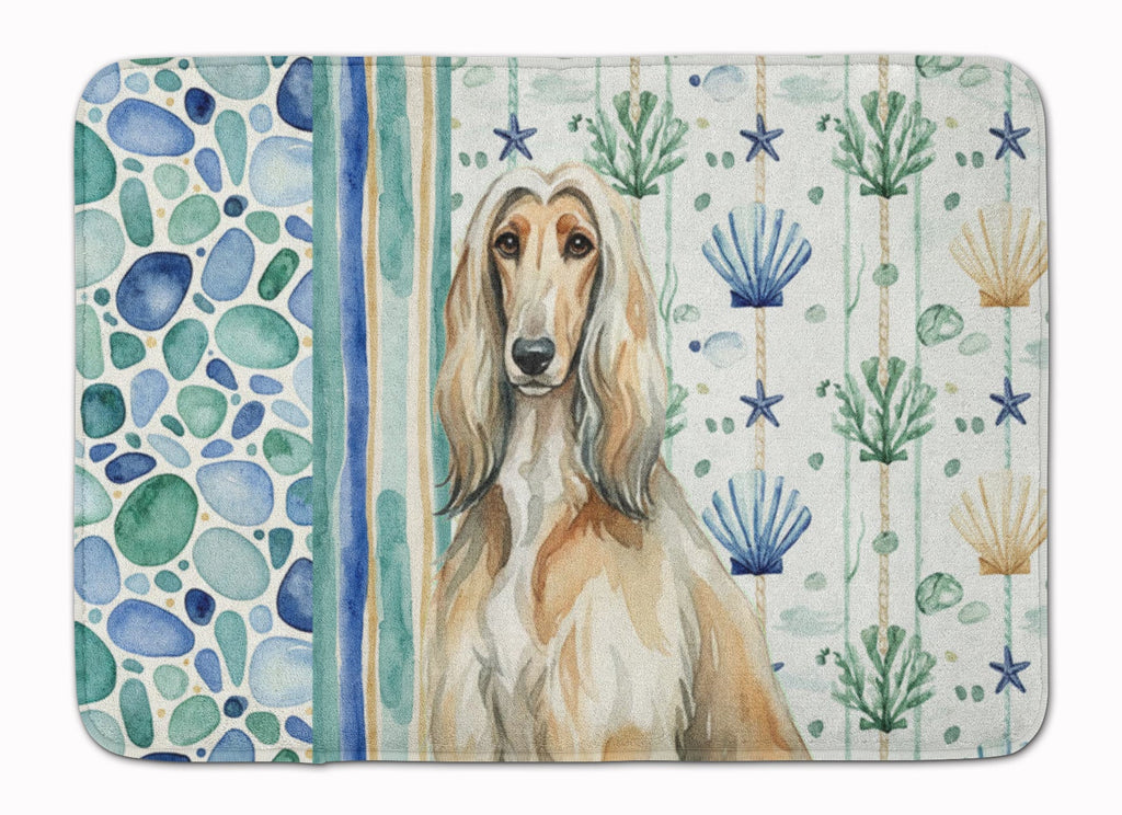 Afghan Hound Coastal Sea Glass Memory Foam Kitchen Mat Machine Washable Anti-Fatigue Cushion Comfort Bath or Kitchen Rug