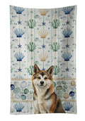 Sesame Akita Coastal Sea Glass Kitchen Towel Velour Plush Front and Cotton Loop Back Machine Washable