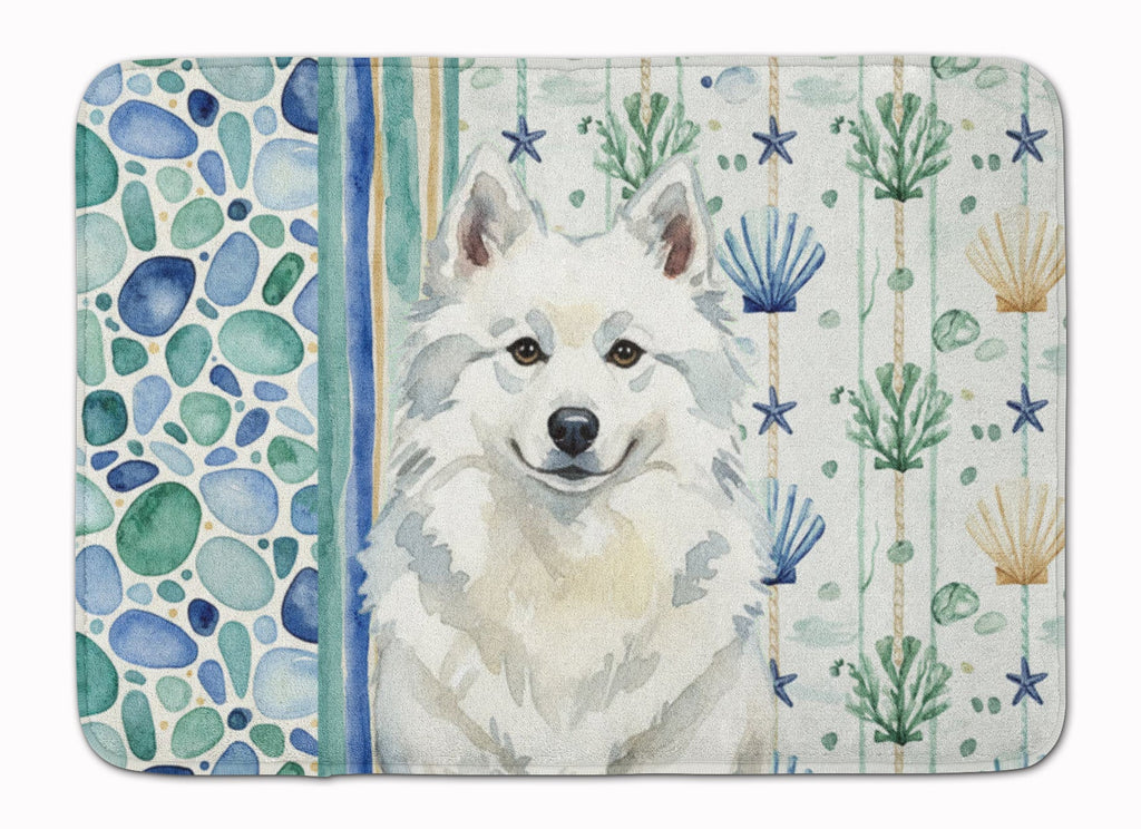 American Eskimo Coastal Sea Glass Memory Foam Kitchen Mat Machine Washable Anti-Fatigue Cushion Comfort Bath or Kitchen Rug