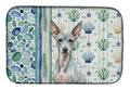 American Hairless Terrier Coastal Sea Glass Dish Drying Mat Absorbent Dish Drying Mat Pad for Kitchen Counter Dish Drainer Mat for Countertop, 14 x 21", Multicolor