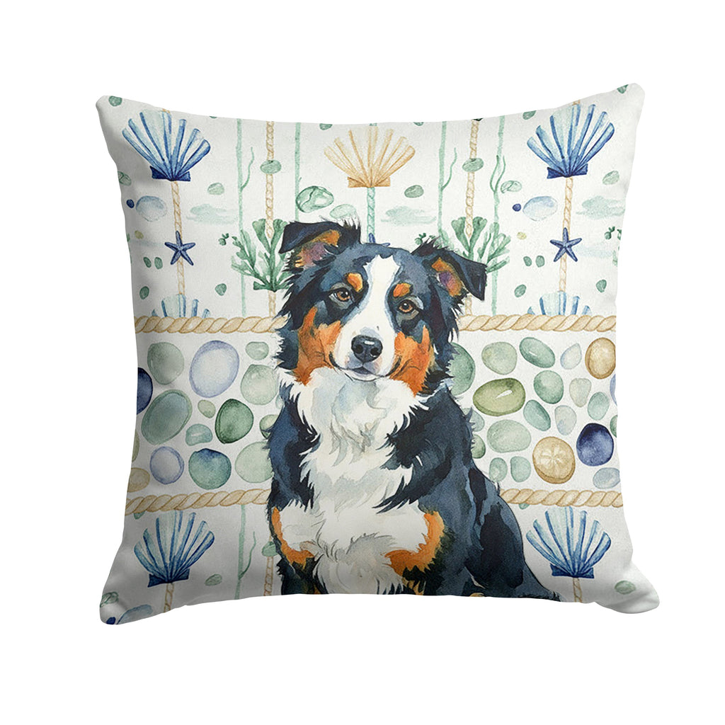 Black Tri American Shepherd Coastal Sea Glass Decorative Throw Pillow 14x14 Indoor Outdoor Accent Cushion, Fabric Cover with Insert for Sofa, Bed, Porch & Living Room
