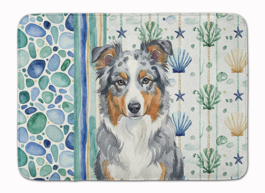 Blue Merle American Shepherd Coastal Sea Glass Memory Foam Kitchen Mat Machine Washable Anti-Fatigue Cushion Comfort Bath or Kitchen Rug