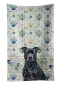 Black American Staffordshire Terrier Coastal Sea Glass Kitchen Towel Velour Plush Front and Cotton Loop Back Machine Washable
