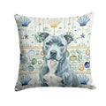 Blue American Staffordshire Terrier Coastal Sea Glass Decorative Throw Pillow 14x14 Indoor Outdoor Accent Cushion, Fabric Cover with Insert for Sofa, Bed, Porch & Living Room