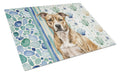Brindle American Staffordshire Terrier Coastal Sea Glass Cutting Board Tempered Glass Kitchen Cutting Surface, Heat Resistant Chopping, Non-Slip Feet, Food Prep & Serving