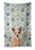 Red Heeler Australian Cattle Dog Coastal Sea Glass Kitchen Towel Velour Plush Front and Cotton Loop Back Machine Washable