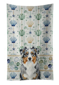 Blue Merle Australian Shepherd Coastal Sea Glass Kitchen Towel Velour Plush Front and Cotton Loop Back Machine Washable