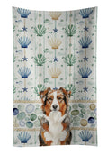 Red Merle Australian Shepherd Coastal Sea Glass Kitchen Towel Velour Plush Front and Cotton Loop Back Machine Washable