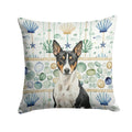 Black and White Basenji Coastal Sea Glass Decorative Throw Pillow 18x18 Indoor Outdoor Accent Cushion, Fabric Cover with Insert for Sofa, Bed, Porch & Living Room
