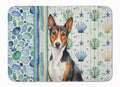 Tricolor and White Basenji Coastal Sea Glass Memory Foam Kitchen Mat Machine Washable Anti-Fatigue Cushion Comfort Bath or Kitchen Rug