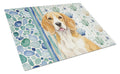 Lemon and White Beagle Coastal Sea Glass Cutting Board Tempered Glass Kitchen Cutting Surface, Heat Resistant Chopping, Non-Slip Feet, Food Prep & Serving
