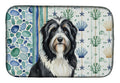 Black Bearded Collie Coastal Sea Glass Dish Drying Mat Absorbent Dish Drying Mat Pad for Kitchen Counter Dish Drainer Mat for Countertop, 14 x 21", Multicolor