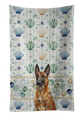 Mahogany Belgian Malinois Coastal Sea Glass Kitchen Towel Velour Plush Front and Cotton Loop Back Machine Washable