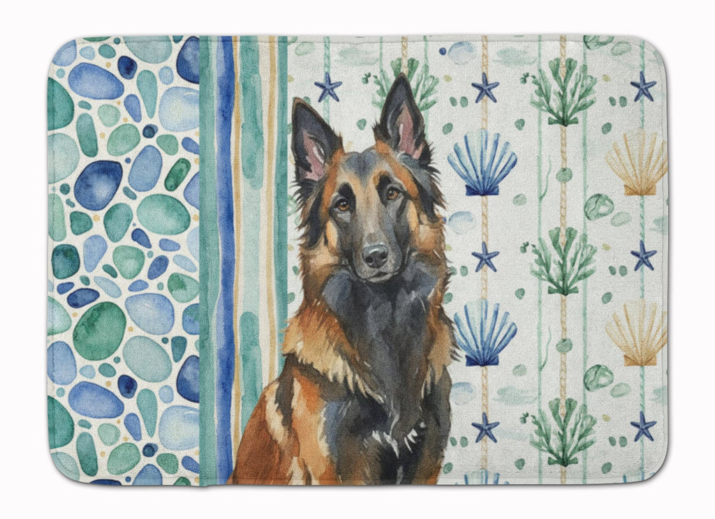 Belgian Tervuren Coastal Sea Glass Memory Foam Kitchen Mat Machine Washable Anti-Fatigue Cushion Comfort Bath or Kitchen Rug