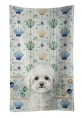 Bichon Frise Coastal Sea Glass Kitchen Towel Velour Plush Front and Cotton Loop Back Machine Washable