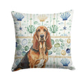 Liver and Tan Bloodhound Coastal Sea Glass Decorative Throw Pillow 18x18 Indoor Outdoor Accent Cushion, Fabric Cover with Insert for Sofa, Bed, Porch & Living Room