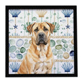 Fawn Boerboel Coastal Sea Glass Framed Metal Print Bathroom, Kitchen, Office, Home Decor Wall Art Ready to Hang, Square, 8X8