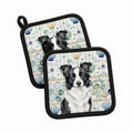 Border Collie Coastal Sea Glass Pot Holder Set of 2 Heat Resistant Quilted Hot Pads 7.5 x 7.5 Inch, Insulated Kitchen Trivets for Cooking & Baking
