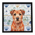 Red Border Terrier Coastal Sea Glass Framed Metal Print Bathroom, Kitchen, Office, Home Decor Wall Art Ready to Hang, Square, 8X8
