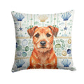 Red Border Terrier Coastal Sea Glass Decorative Throw Pillow 14x14 Indoor Outdoor Accent Cushion, Fabric Cover with Insert for Sofa, Bed, Porch & Living Room