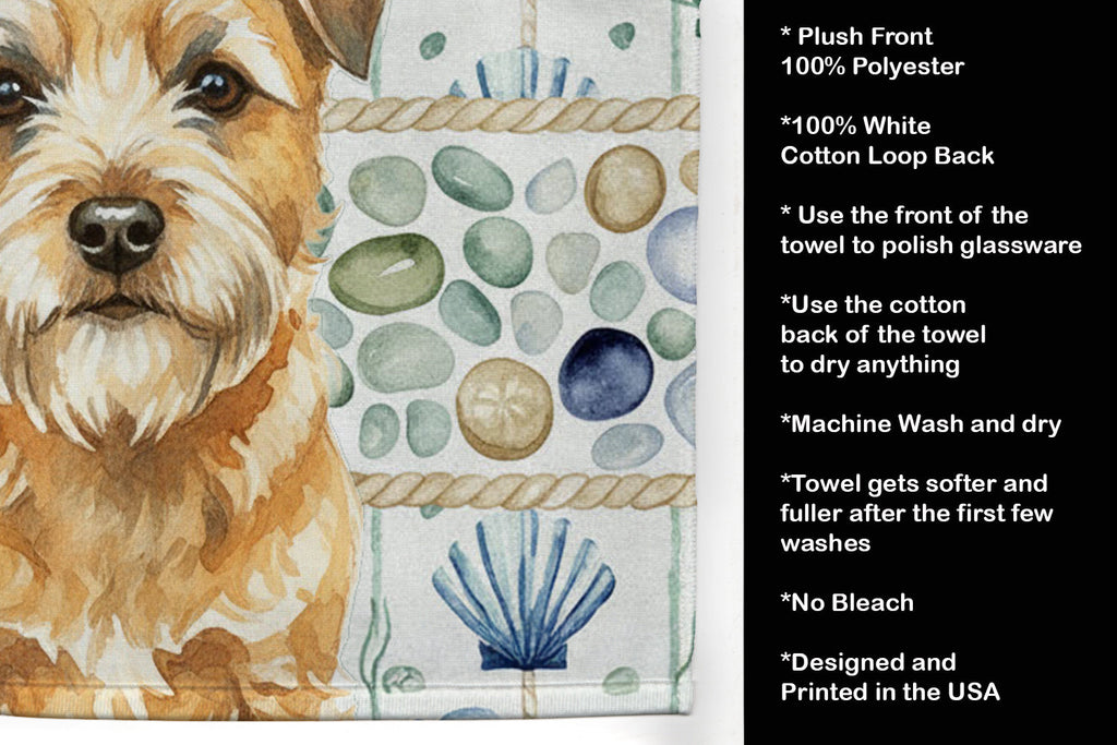Wheaten Border Terrier Coastal Sea Glass Kitchen Towel Velour Plush Front and Cotton Loop Back Machine Washable