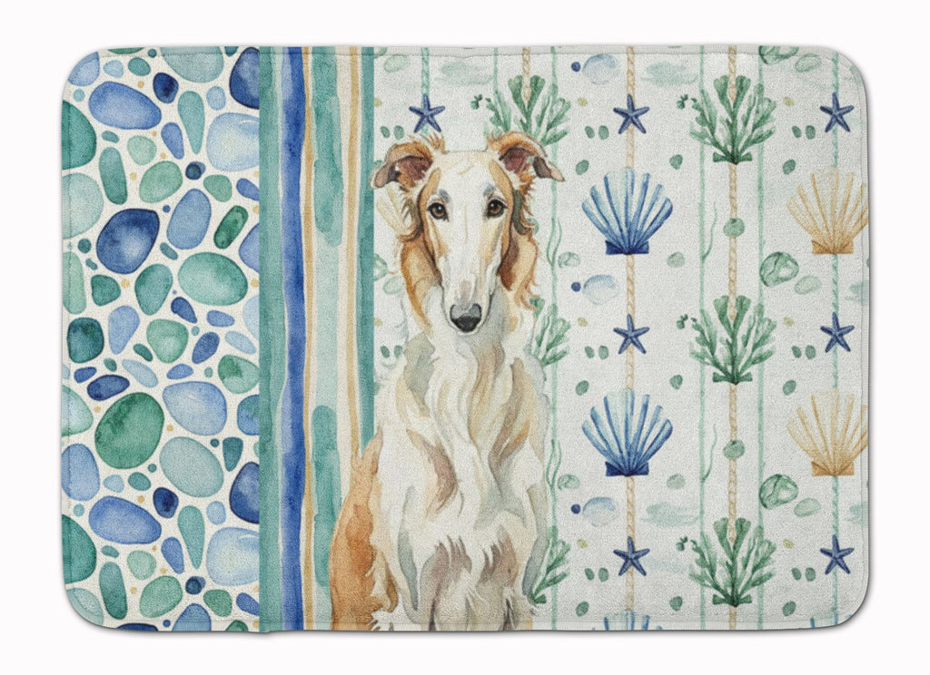 Borzoi Coastal Sea Glass Memory Foam Kitchen Mat Machine Washable Anti-Fatigue Cushion Comfort Bath or Kitchen Rug