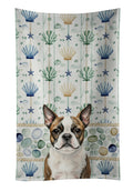 Brindle Boston Terrier Coastal Sea Glass Kitchen Towel Velour Plush Front and Cotton Loop Back Machine Washable