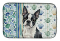 Boston Terrier Coastal Sea Glass Dish Drying Mat Absorbent Dish Drying Mat Pad for Kitchen Counter Dish Drainer Mat for Countertop, 14 x 21", Multicolor
