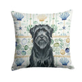 Black Briard Coastal Sea Glass Decorative Throw Pillow 18x18 Indoor Outdoor Accent Cushion, Fabric Cover with Insert for Sofa, Bed, Porch & Living Room