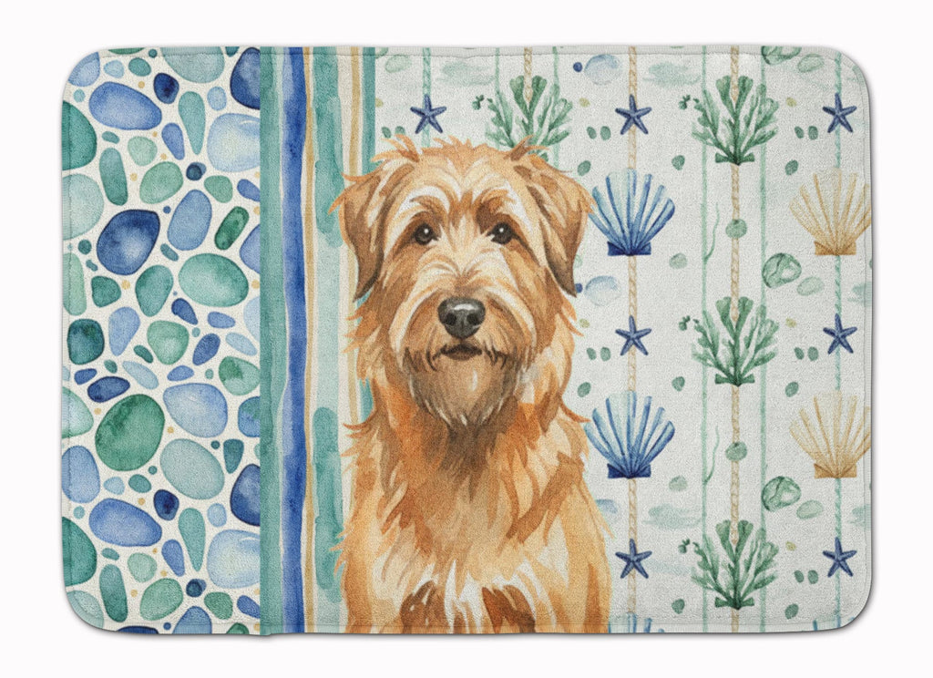 Tawny Briard Coastal Sea Glass Memory Foam Kitchen Mat Machine Washable Anti-Fatigue Cushion Comfort Bath or Kitchen Rug