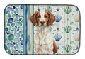 Liver and White Brittany Coastal Sea Glass Dish Drying Mat Absorbent Dish Drying Mat Pad for Kitchen Counter Dish Drainer Mat for Countertop, 14 x 21", Multicolor