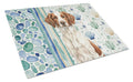 Liver and White Brittany Coastal Sea Glass Cutting Board Tempered Glass Kitchen Cutting Surface, Heat Resistant Chopping, Non-Slip Feet, Food Prep & Serving